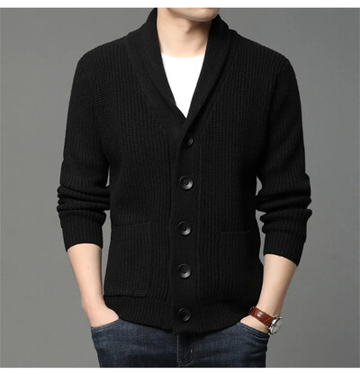 Armijos žalias megztinis Vyriškas megztinis rudens žieminis megztas paltas Storas šiltas laisvalaikio solidus gatvės drabužis Vyriški madingi drabužiai