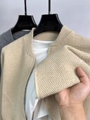 Prabangus dvigubas užtrauktukas beisbolo apykakle megztinis paltas vyriškas rudens žiemos naujas laisvalaikio tendencija kišeninis megztinis pastorintas šilto trikotažo švarkas
