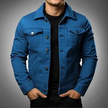 Ανδρικό Fashion Casual Jacket Washed Denim Top Φθινοπωρινό Loose Μεγάλο μέγεθος Τζιν Μπουφάν Ανδρικό Μπουφάν