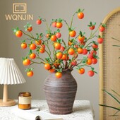 Gránátalma ág levelekkel piros művirágok hamis gyümölcs Flores otthonra karácsonyi váza dekoráció kültéri kertben