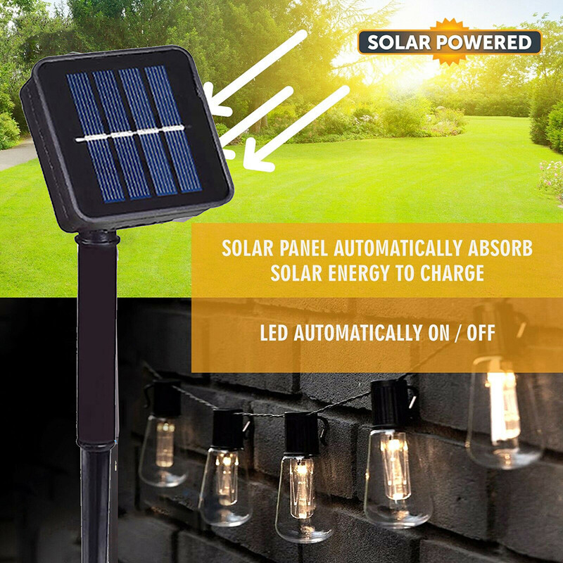 10/20/38 becuri LED șir de lumini solare zâne lampă de terasă impermeabilă pentru decorarea petrecerilor în aer liber Ghirlanda de vacanță lampi de grădină