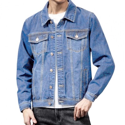 Proljetna boja Muški jeans kaput s jednorednim kopčanjem s otvorenim ovratnikom Denim kardigan jakna Slim Fit Outwear jaqueta jeans masculina