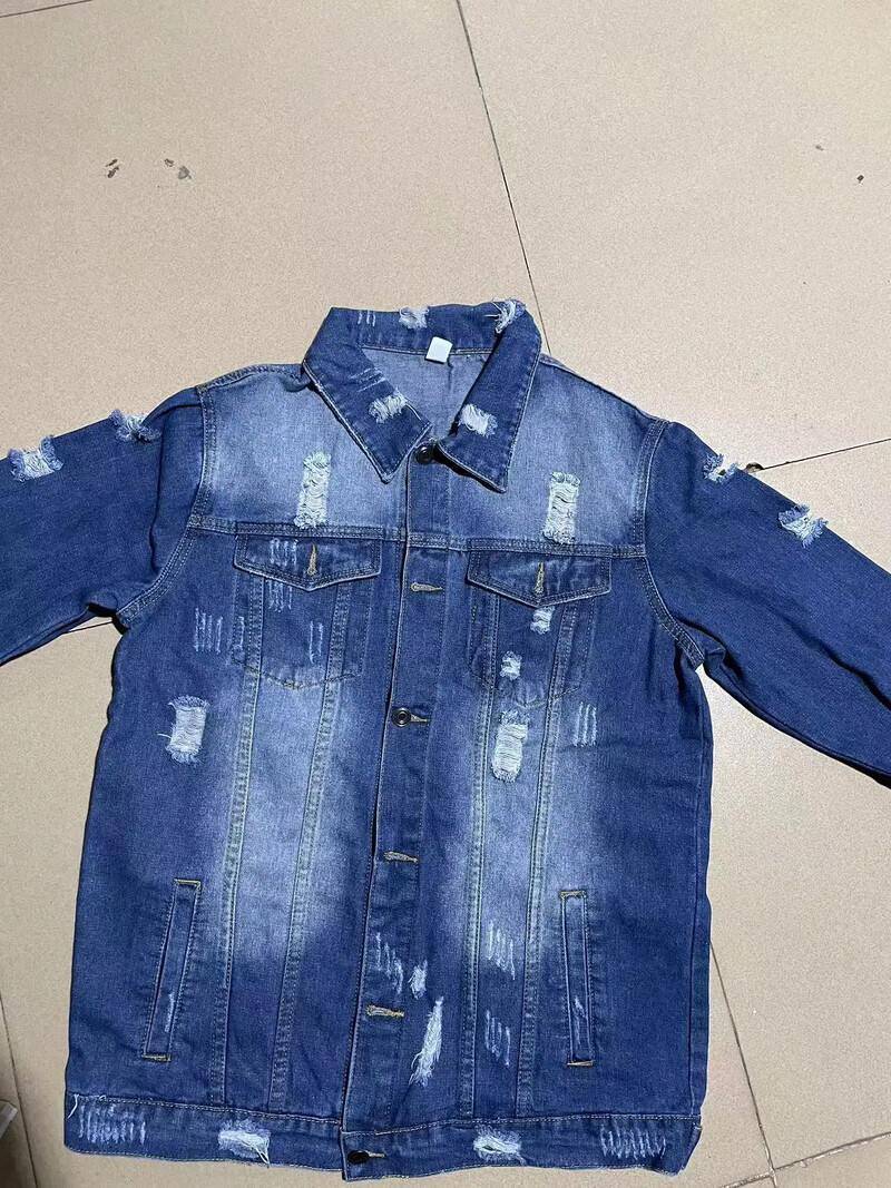 Szomorú Vintage Hole mosott kabátok női egysoros farmer dzseki hosszú ujjú felsőruházat szakadt kardigán tömör alkalmi