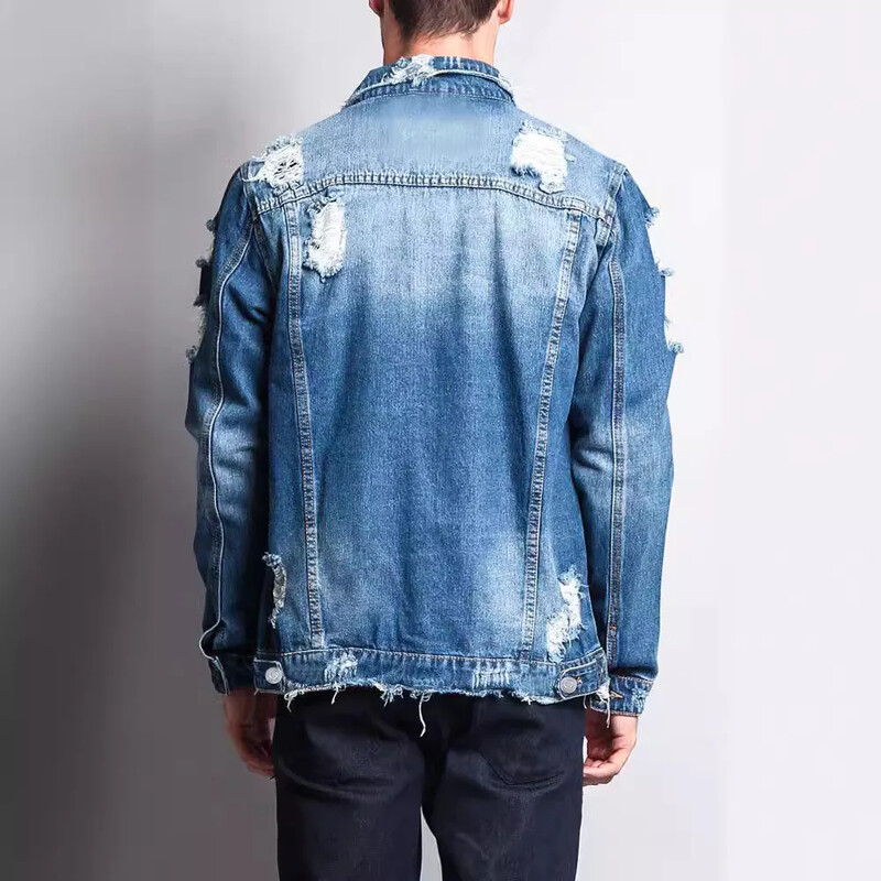 Szomorú Vintage Hole mosott kabátok női egysoros farmer dzseki hosszú ujjú felsőruházat szakadt kardigán tömör alkalmi