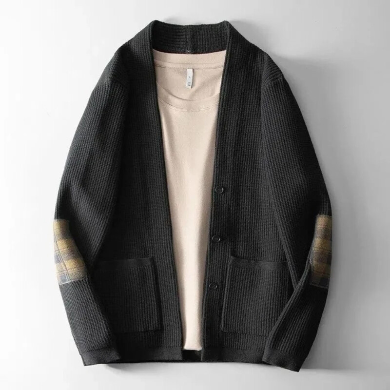 Megztinis vyrams Kasdienis megztas megztinis Vyras su kišenėmis Paltai Laisvai prigludę Aukštos kokybės mezginiai Korėjietiško stiliaus Atsiliepimai Drabužiai Top Y2k