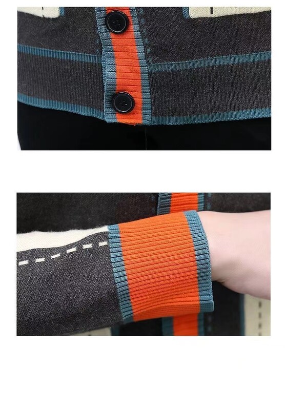 Brit stílusú férfi kardigán patchwork pulóver alkalmi V-nyakú felsők őszi divat kontraszt színű koreai kötött kabát férfi