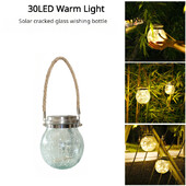 30LED saules laternas, piekārtas, plaisas stikls, ūdensnecaurlaidīgs ainavu dārzs, saplaisājusi lampa, villas atmosfēras lampa (silta gaisma)