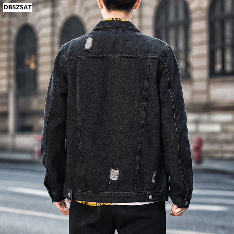 Modes Jauna džinsu jaka Vīriešu atlaida apkakle Džinsu Virsdrēbes Kokvilnas Bomber Džinsu jaka Vīriešu Vintage Džins Mēteļi Ielu apģērbi