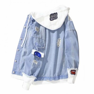 Farmer dzseki kapucnis férfi divat motoros farmer dzsekik férfi kausális pamut alkalmi fekete kék farmer dzseki férfi felsőruházat kabát