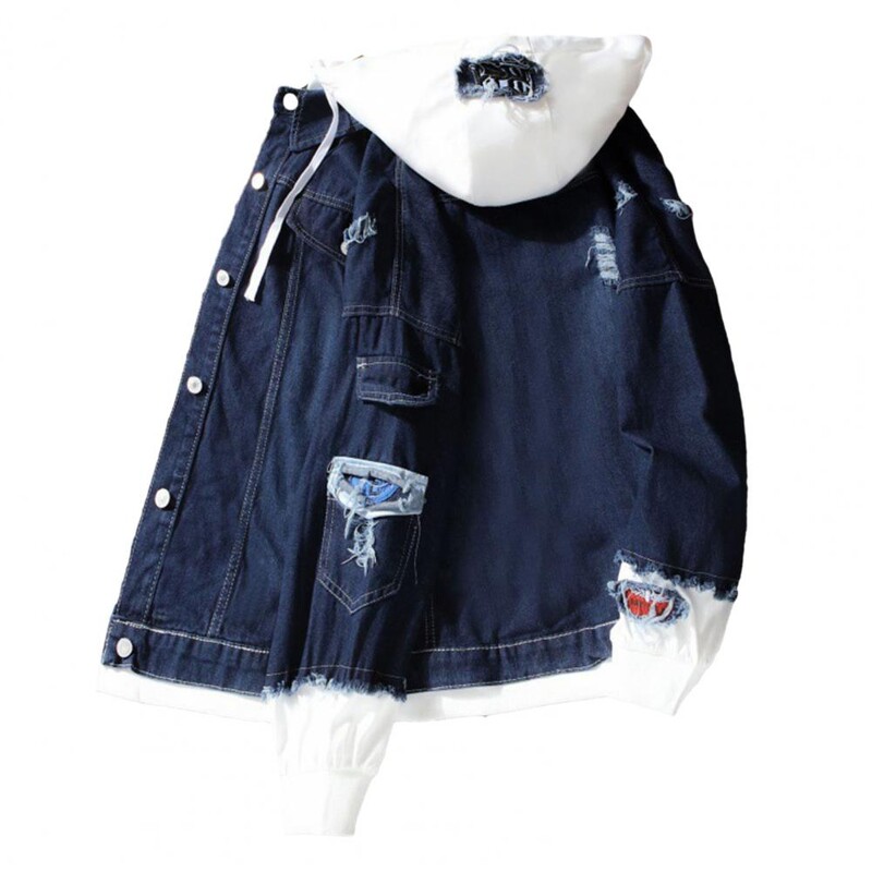 Farmer dzseki kapucnis férfi divat motoros farmer dzsekik férfi kausális pamut alkalmi fekete kék farmer dzseki férfi felsőruházat kabát