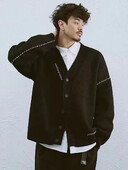 Kötött férfi pulóverek kabát japán retro férfi ruhák kabát fekete kardigán tél 2024 klasszikus Sheap Designer luxus pamut