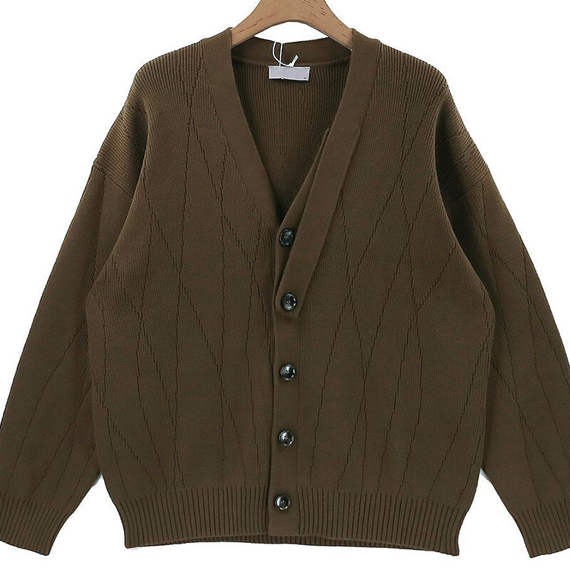 Őszi férfi luxus kötött, egyszínű gombok Kardigán pulóver, hosszú ujjú, alkalmi utcai viselet, laza, stílusos szabadidő kabát