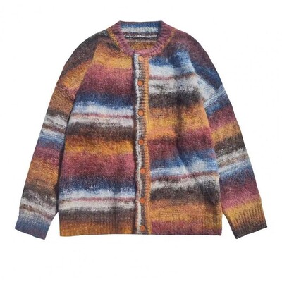 Retro dryžuotas megztinis Universalus Unisex Retro dryžuotas megztinis Laisvas V formos kaklo megztinis vyrams Moterų rudens/žiemos juostelės