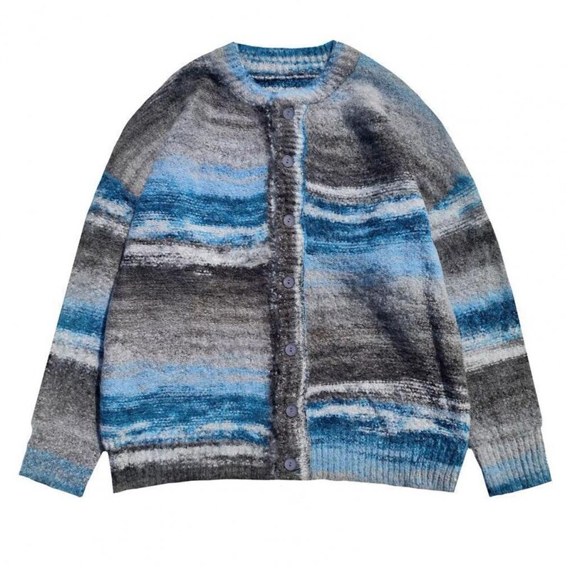 Cardigan cu dungi retro Versatil unisex Pulover tricotat cu dungi retro Cardigan largi cu decolteu în V pentru bărbați femei Dungă toamnă/iarnă