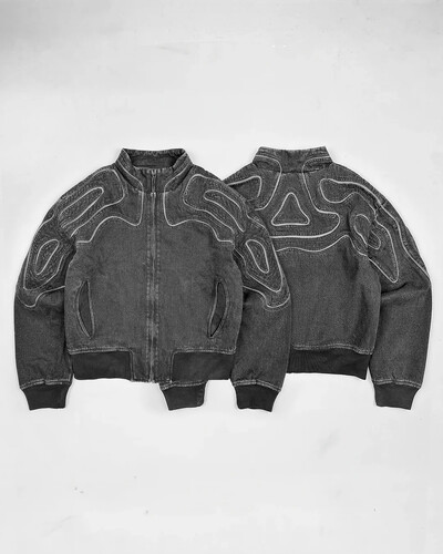 Harajuku Gothic Washed Do Old Patch Embroidery Denim Jacket Мъжко есенно и зимно свободно палто Улична тенденция Американско яке с цип