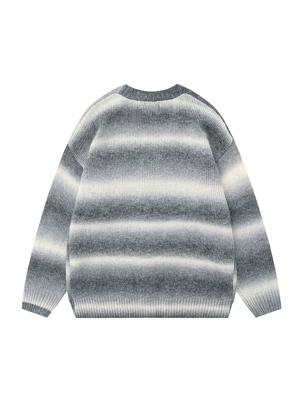 Amerikai retro csíkos főiskolai stílusú kötött pulóver uniszex őszi V-nyakú alkalmi ingázás felsők divatos férfi gombos kardigán