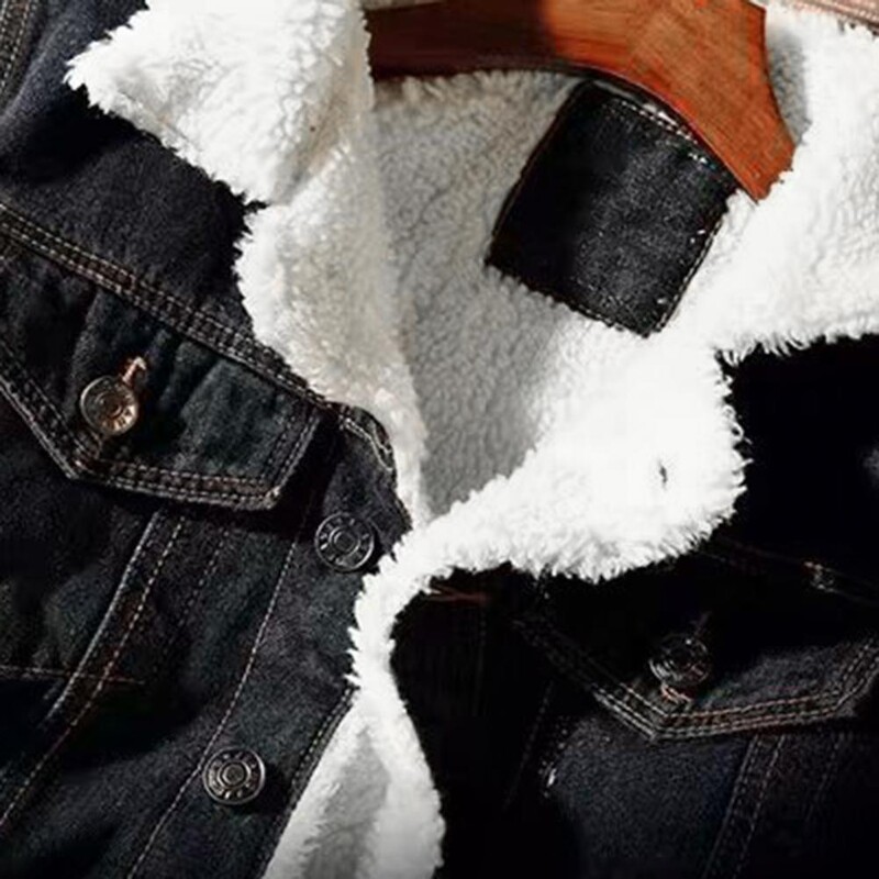 2024. gada vīriešu džinsa jaka, bieza jēra kašmira odere Vīriešu džinsa mētelis aukstumizturīgs virsdrēbes ziemas slaids piegriezums, džinsa īsā jaka