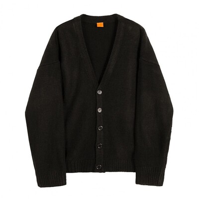 Férfi kardigán pulóver V-nyakú, bordás szegélyű, kötött kabát vastagított egyszínű gombok kötöttáru Férfi ruha mindennapi viselethez