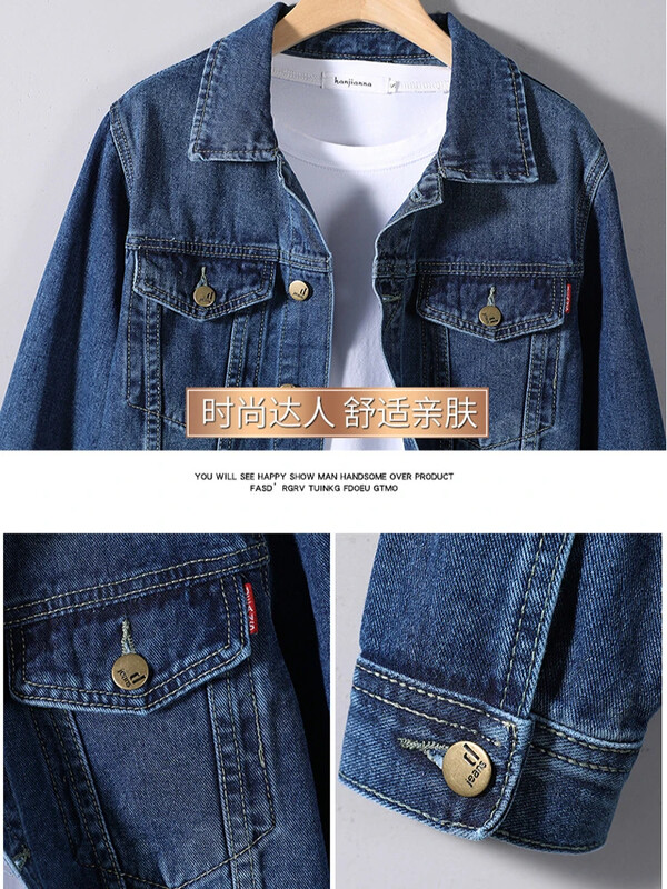 2024, noi de toamnă pentru bărbați, jachete de blugi cu rever, de calitate, blugi, cu nasturi, haine pentru bărbați, slim fit, ocazional, îmbrăcăminte exterioară de bază, haină pentru bărbați