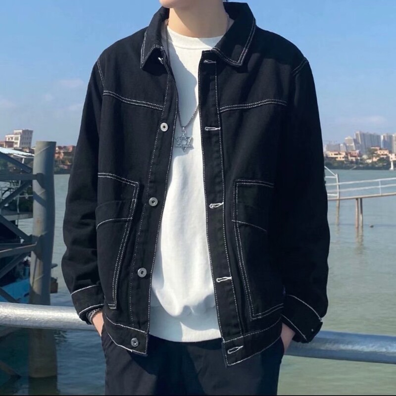 Rudens džinsi Vīriešu džinsu jakas Vīriešu džinsa mētelis Vīriešu apģērbi Kovboju apģērbi Vīriešu kovboju kleita džinsu kleitās Jaku izpārdošana