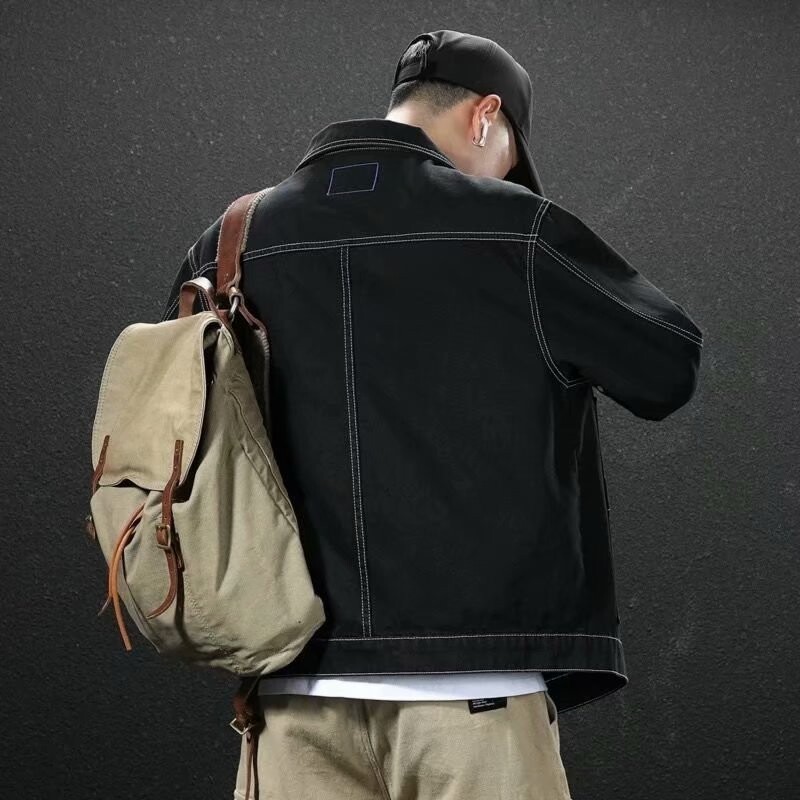 Rudens džinsi Vīriešu džinsu jakas Vīriešu džinsa mētelis Vīriešu apģērbi Kovboju apģērbi Vīriešu kovboju kleita džinsu kleitās Jaku izpārdošana