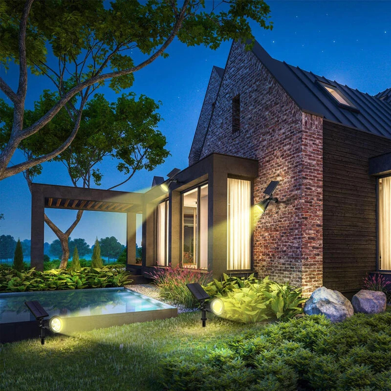 Napelemes spotlámpák kültéri IP65 vízálló, 7 LED-es spotlámpák fényereje állítható a kerti háztáji felhajtóhoz, terasz törvényi dekorációhoz