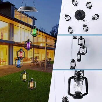 Ηλιακή ενέργεια Wind Chime Light: Vintage αδιάβροχο φανάρι κηροζίνης για διακόσμηση κήπου και βεράντας