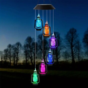 Ηλιακή ενέργεια Wind Chime Light: Vintage αδιάβροχο φανάρι κηροζίνης για διακόσμηση κήπου και βεράντας