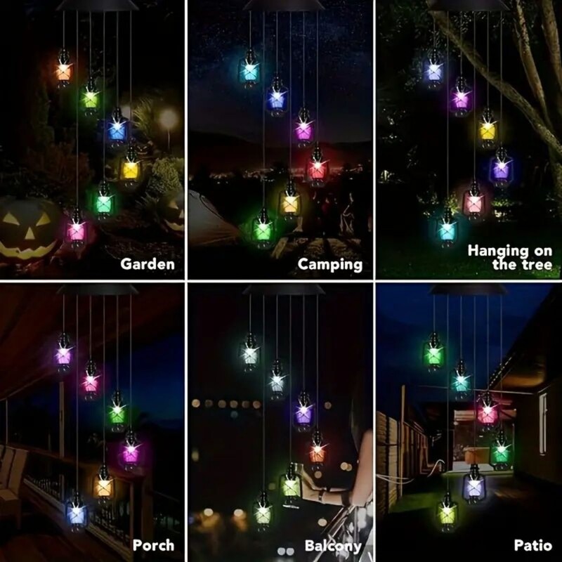 Napenergiával működő szélcsengő: Vintage vízálló petróleum lámpa kerti és veranda dekorációhoz