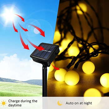 100leds Solar String Light Garden Solar Globe Fairy Lights 8 Modes Αδιάβροχα για τον Κήπο Χριστουγεννιάτικα Φωτάκια Γάμου εξωτερικού χώρου