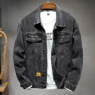 Őszi kiváló minőségű férfi farmer dzseki fehér fekete kék divat alkalmi gombos Stretch utcai egyéniség farmer dzseki S-5XL