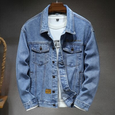 Őszi kiváló minőségű férfi farmer dzseki fehér fekete kék divat alkalmi gombos Stretch utcai egyéniség farmer dzseki S-5XL