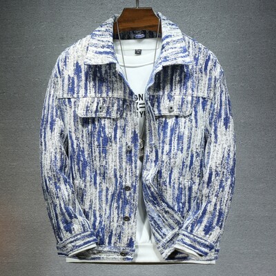 Őszi kiváló minőségű férfi farmer dzseki fehér fekete kék divat alkalmi gombos Stretch utcai egyéniség farmer dzseki S-5XL