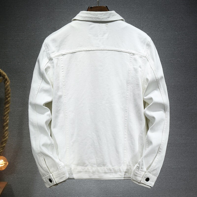 Őszi kiváló minőségű férfi farmer dzseki fehér fekete kék divat alkalmi gombos Stretch utcai egyéniség farmer dzseki S-5XL