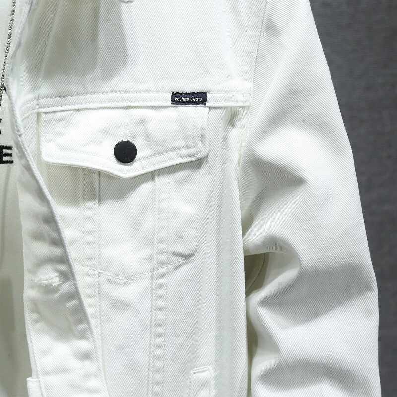 Őszi kiváló minőségű férfi farmer dzseki fehér fekete kék divat alkalmi gombos Stretch utcai egyéniség farmer dzseki S-5XL