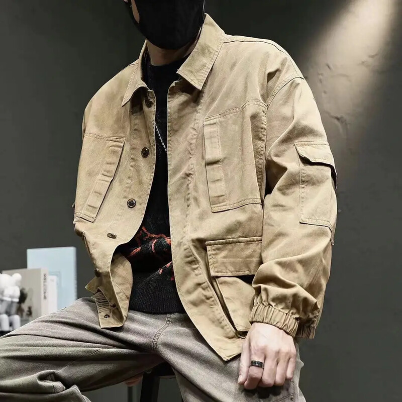 Jachetă de blugi pentru bărbați oversize, toamnă, cargo, haine de jeans pentru bărbați, spălate originale, îmbrăcăminte de designer, îmbrăcăminte pentru bărbați, estetică, cowgirl elastică Y2k