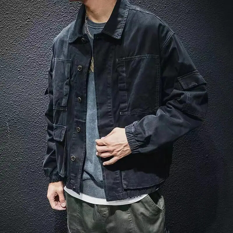 Jachetă de blugi pentru bărbați oversize, toamnă, cargo, haine de jeans pentru bărbați, spălate originale, îmbrăcăminte de designer, îmbrăcăminte pentru bărbați, estetică, cowgirl elastică Y2k