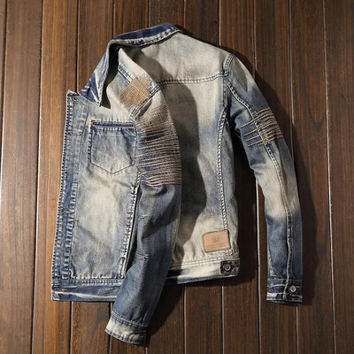 Kauboi mantel meestele Sügis-Korea Vintage Fabric Fabric Casual Denim jakid Meeste odavad Meesterõivad Lxury Outwear Suurus L Joker