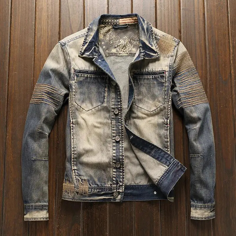 Cowboy kabát Férfi Őszi Korea Vintage Fabric divat Alkalmi farmer dzsekik Férfi Olcsó férfiruházat Lxury felsőruházat L méret Joker