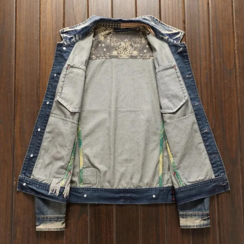 Cowboy kabát Férfi Őszi Korea Vintage Fabric divat Alkalmi farmer dzsekik Férfi Olcsó férfiruházat Lxury felsőruházat L méret Joker