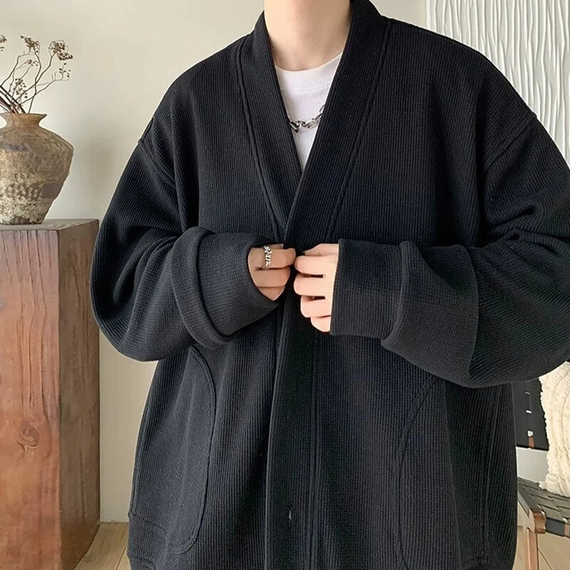 Jauns korejiešu modes vīriešu jakas 2024. gada rudens vienkrāsains Y2K ielas apģērbs, sporta krekli, ikdienišķs vintage, brīvas jakas vīriešu mētelis