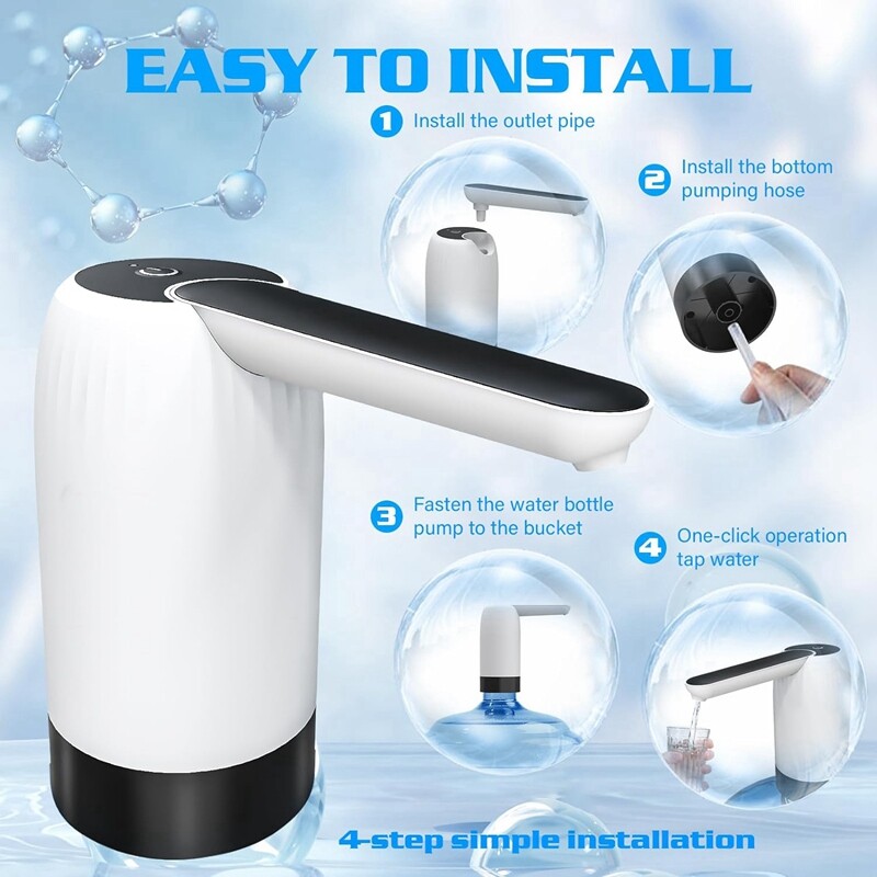5 galonų butelio vandens dozatoriaus siurblys – automatinis geriamojo vandens ąsočio dozatorius su USB įkrovimu, nešiojamas elektrinis, patvarus