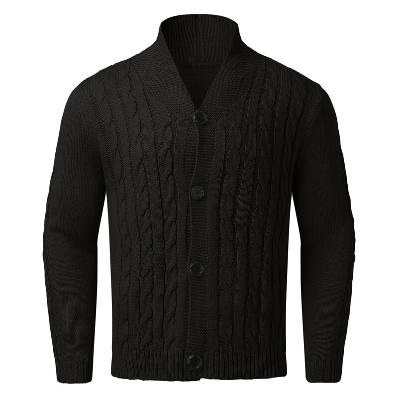 V kakla vīriešu Kabeļu trikotāžas džemperis Slim Fit garām piedurknēm Ikdienas jakas mētelis Vīriešu apģērbi Rudens ziemas jaka Mētelis