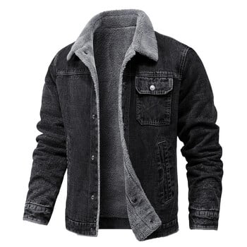 DIMUSI Мъжко зимно яке Модно мъжко ревер Sherpa Fleece Lined Thicken Denim Jean Trucker Jacke Мъжки дънки Палта Дрехи 5XL