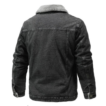 DIMUSI Мъжко зимно яке Модно мъжко ревер Sherpa Fleece Lined Thicken Denim Jean Trucker Jacke Мъжки дънки Палта Дрехи 5XL