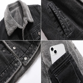 DIMUSI Мъжко зимно яке Модно мъжко ревер Sherpa Fleece Lined Thicken Denim Jean Trucker Jacke Мъжки дънки Палта Дрехи 5XL