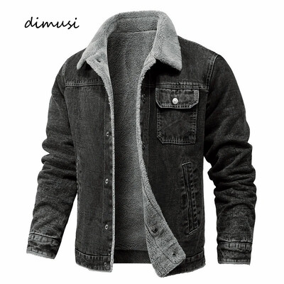DIMUSI férfi téli dzseki divat férfi hajtóka Sherpa polár bélelt vastag farmer Jean Trucker Jacke férfi farmer kabát ruházat 5XL