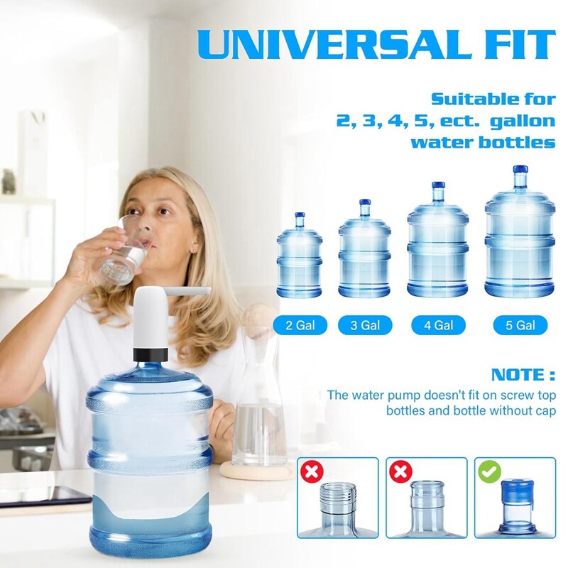 5 galonų butelio vandens dozatoriaus siurblys – automatinis geriamojo vandens ąsočio dozatorius su USB įkrovimu, nešiojamas elektrinis, paprastas naudoti
