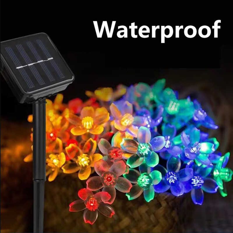 50 LED 7M napelemes fényfüzér antinárcisz női fény cseresznyevirág karácsonyi koszorú kültéri házikert dekoráció napenergia li