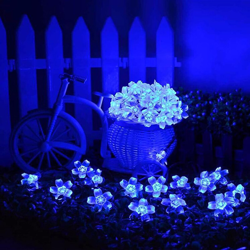 50 LED 7M napelemes fényfüzér antinárcisz női fény cseresznyevirág karácsonyi koszorú kültéri házikert dekoráció napenergia li